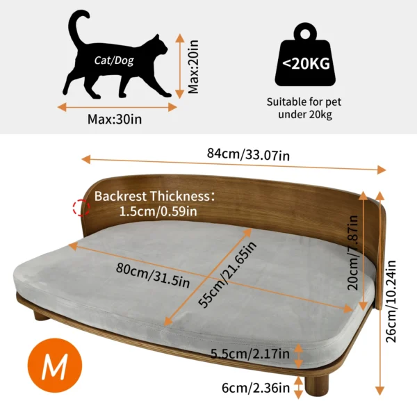 BingoPaw S/M Elevated Cat Bed Wooden Indoor Cat Couch Bed